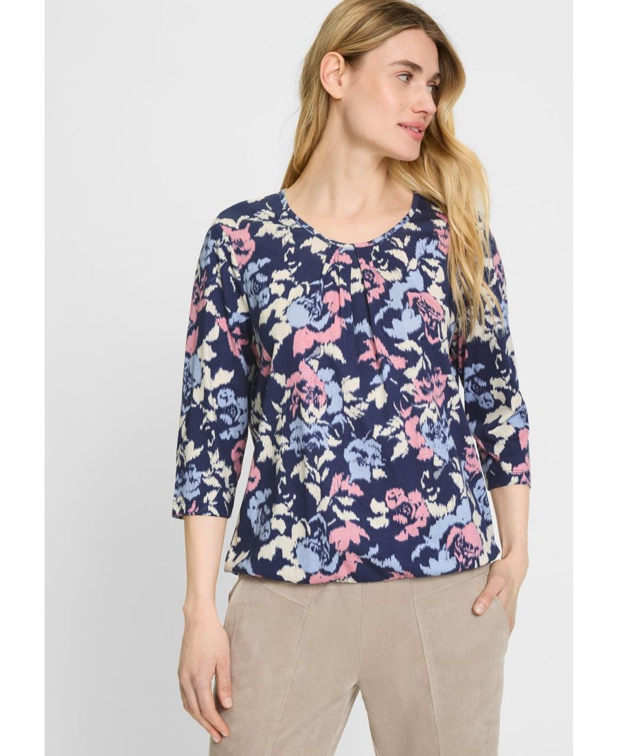 

Женская футболка с абстрактным цветочным принтом Olsen, Indigo denim, Фиолетовый, Женская футболка с абстрактным цветочным принтом Olsen, Indigo denim