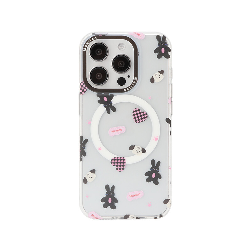 

Чехол для телефона Мексика Mesile, Grid love black rabbit dog head - clear magnetic suction