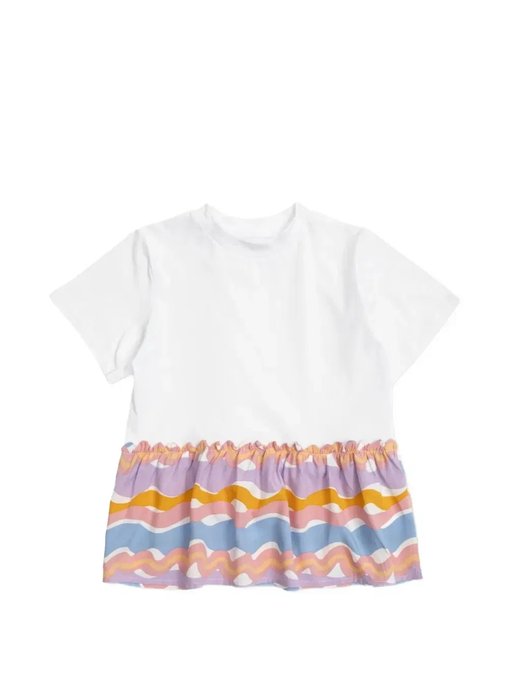 Футболка с фактурными вставками Stella McCartney Kids, белый