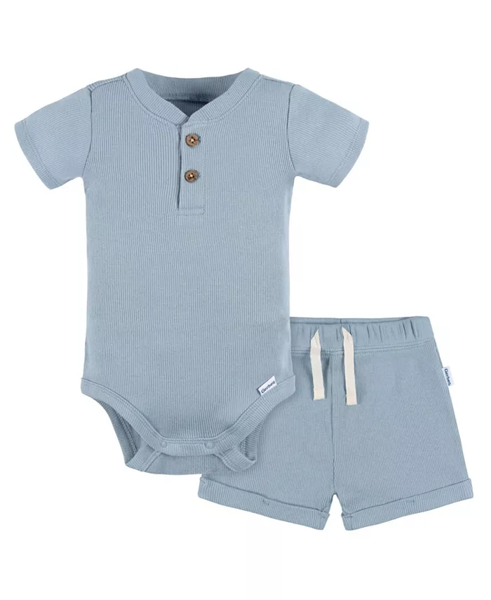 

Комплект для мальчиков: боди с запахом и шорты Baby Boys Henley Gerber, синий