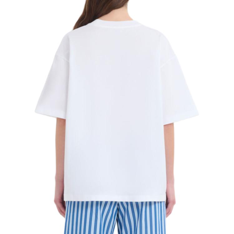 Футболка из хлопка с принтом логотипа MARNI, бело-розовая — фото 4