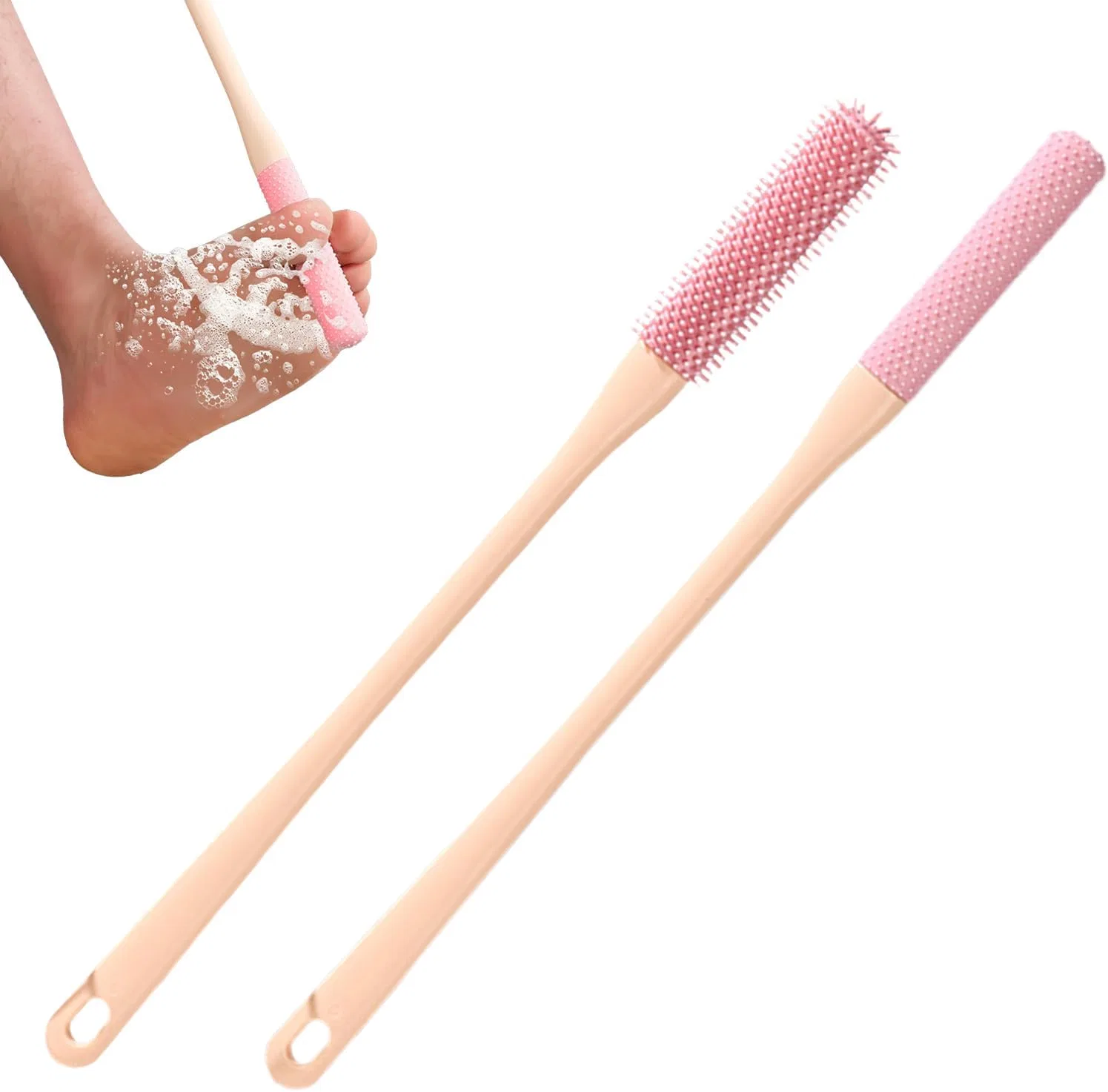 Силиконовая щетка для ног с длинной ручкой Generisch, Pink