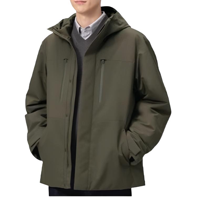 

Мужская пуховая куртка с капюшоном, средней высоты Uniqlo, коричневый черный