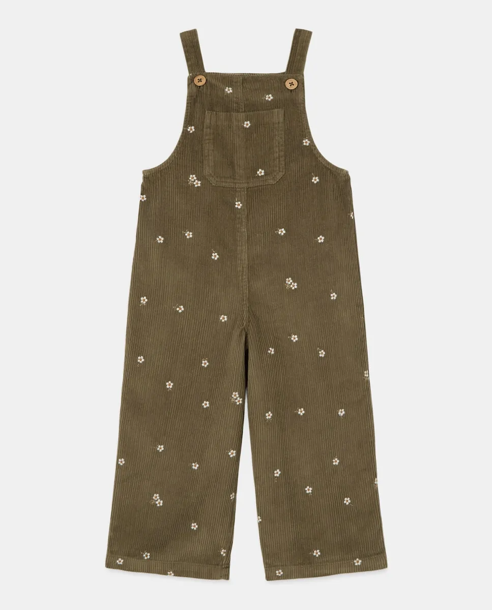 

Вельветовый комбинезон с вышивкой для девочки с принтом по всей поверхности Kids El Corte Inglés, зеленый