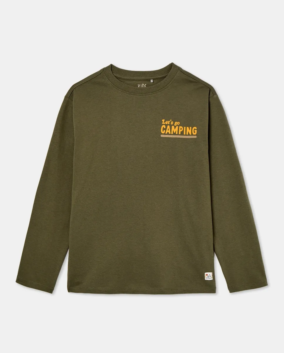 

Детская футболка с длинным рукавом с принтом спереди и на спине Kids El Corte Inglés, зеленый