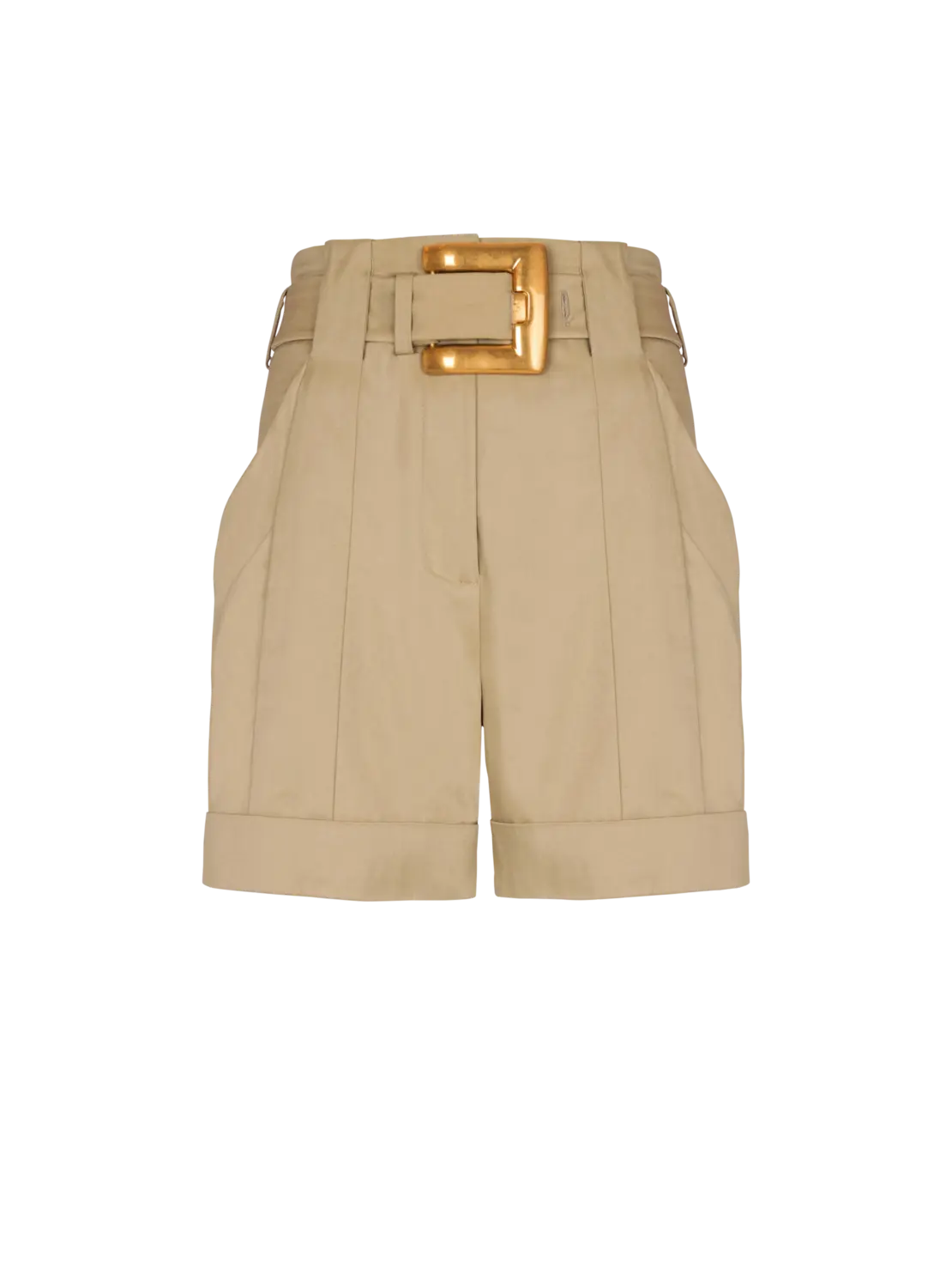 

Шорты из хлопковой габардины с поясом Balmain, бежевый