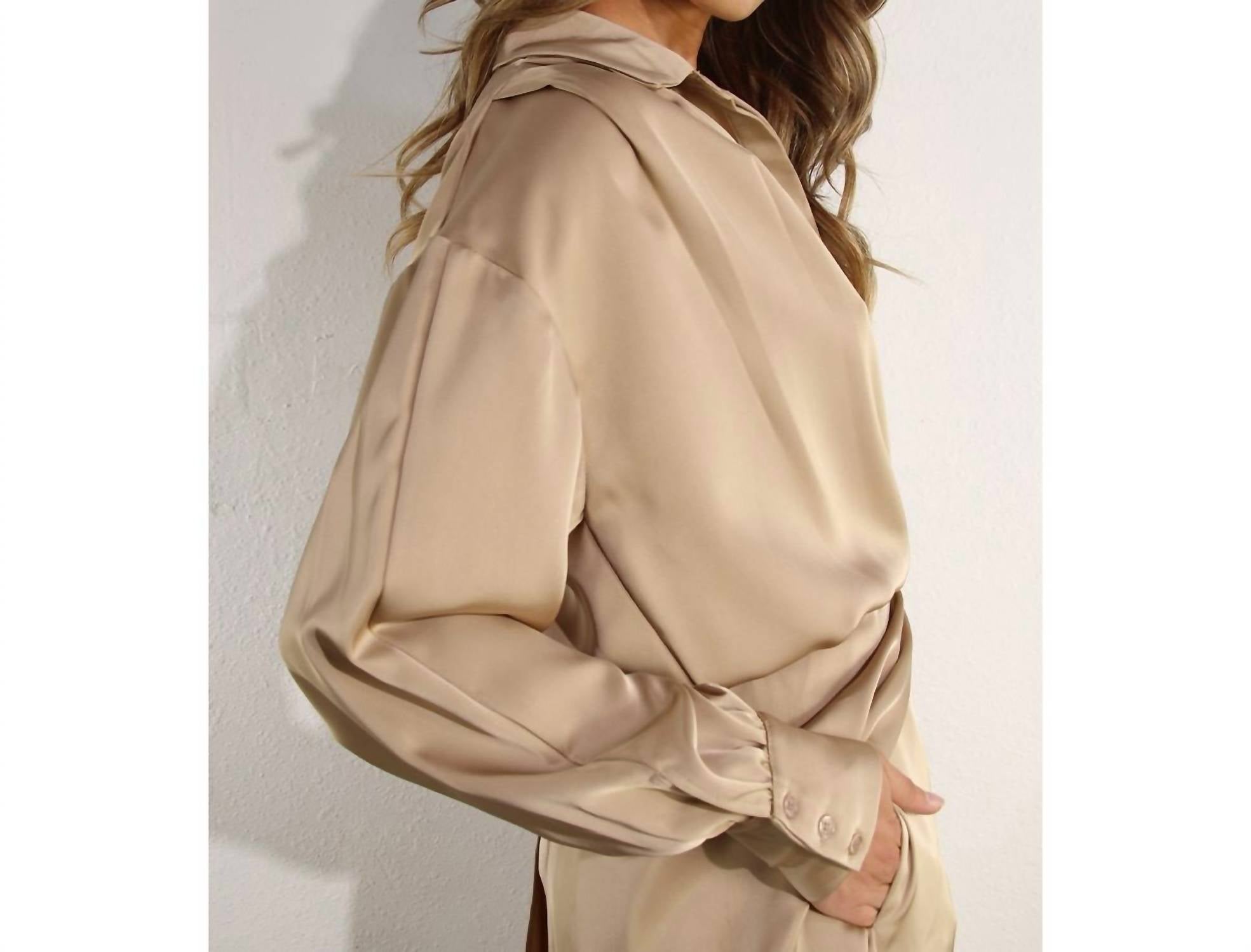 

Шелковая блузка с длинными рукавами шампань Mulla, Champagne