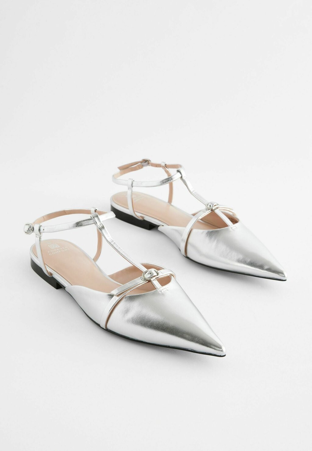 

Балетки FOREVER COMFORT POINT TOE REGULAR FIT Next, серый металлик