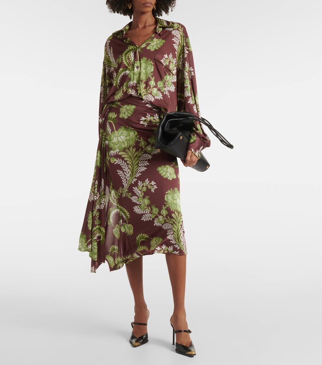 Цветочная рубашка свободного покроя Etro, цвет print on brown base — фото 2
