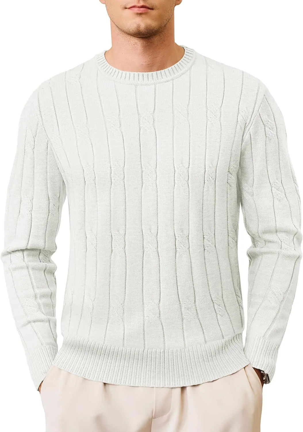 

Tacvasen мужской свитер с косой вязкой и длинными рукавами