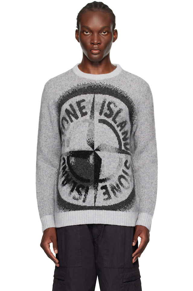 

Джемпер с жаккардовым логотипом Stone Island, серый
