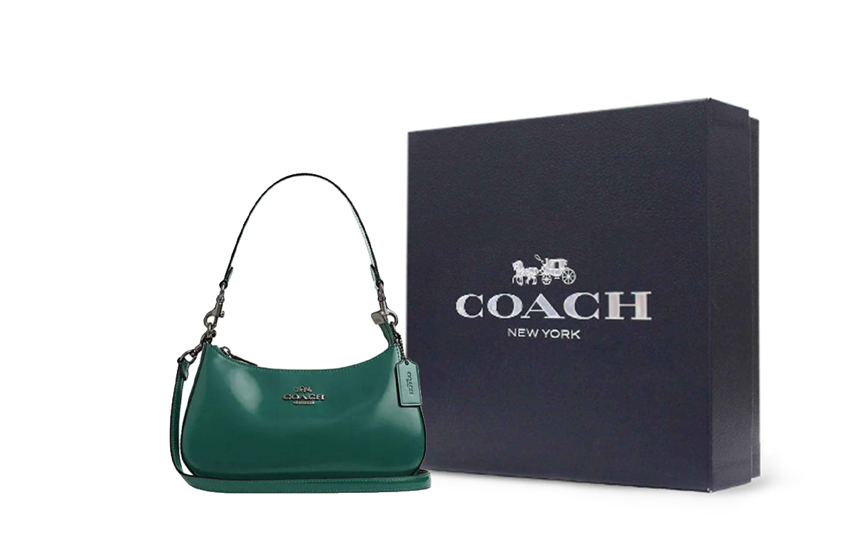 

COACH Сумка через плечо Teri Cow Leather Crossbody Bag, средняя, женская, изумрудно-зеленая