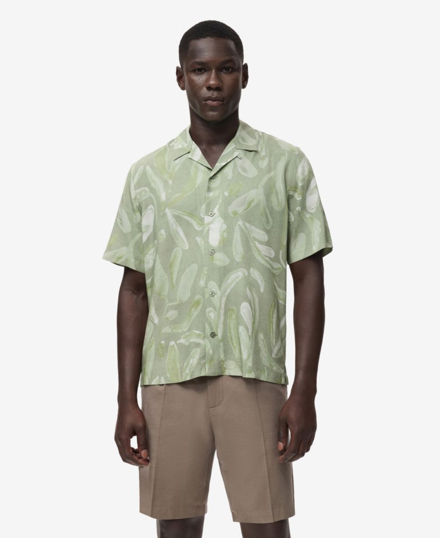 

Мужская свободная рубашка свободного кроя с принтом MANGO, Aqua Green