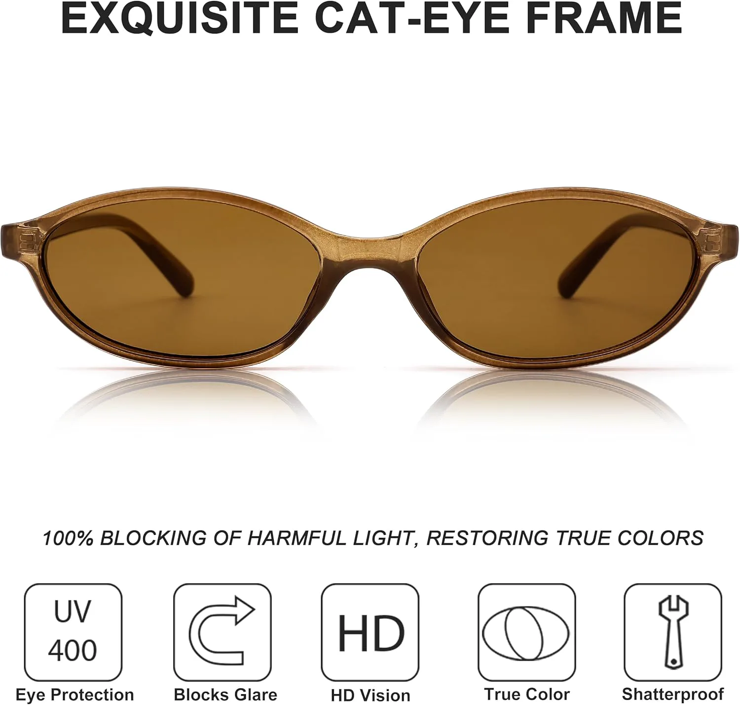 

Солнцезащитные очки Bouryo Retro Oval для женщин - маленькие очки-«кошачий глаз» в стиле 90-х - легкие, узкие, модные, A3-(2 Pack) Black/Orange Yellow + Brown