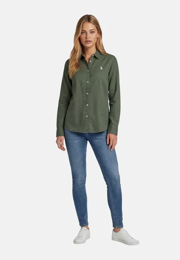 Блуза Usbellaa button down U.S. Polo Assn., оливковый — фото 2