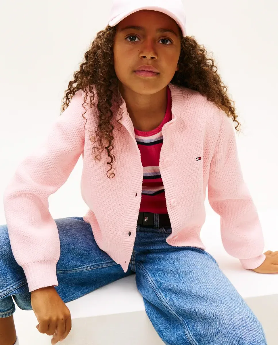 Детский кардиган из велюра Tommy Hilfiger, розовый — фото 3