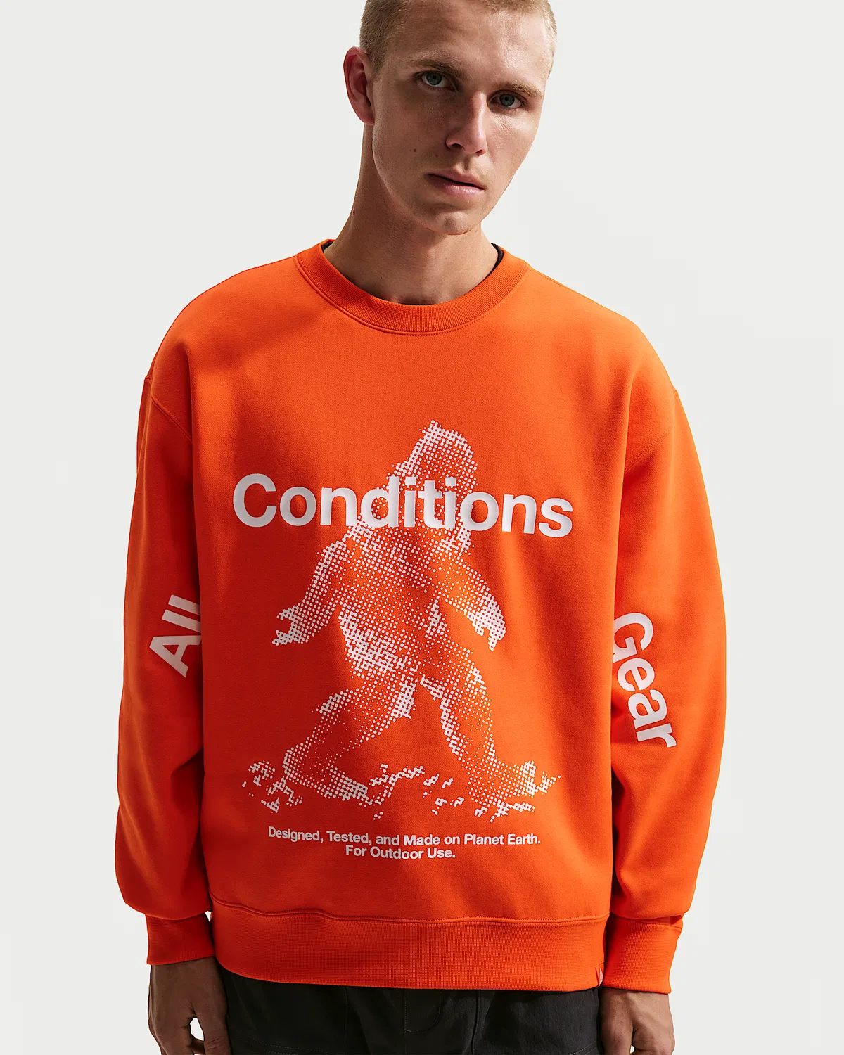 Мужская флисовая кофта Nike ACG "Tuff Fleece" Therma-FIT с круглым воротом, Safety Orange — фото 3