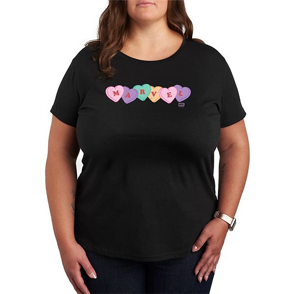 

Футболка Plus size с принтом в виде конфетных сердечек Marvel, Black