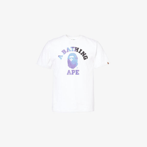 

Футболка Tie-Dye College с круглым вырезом, стандартного кроя из хлопкового джерси A Bathing Ape, белый