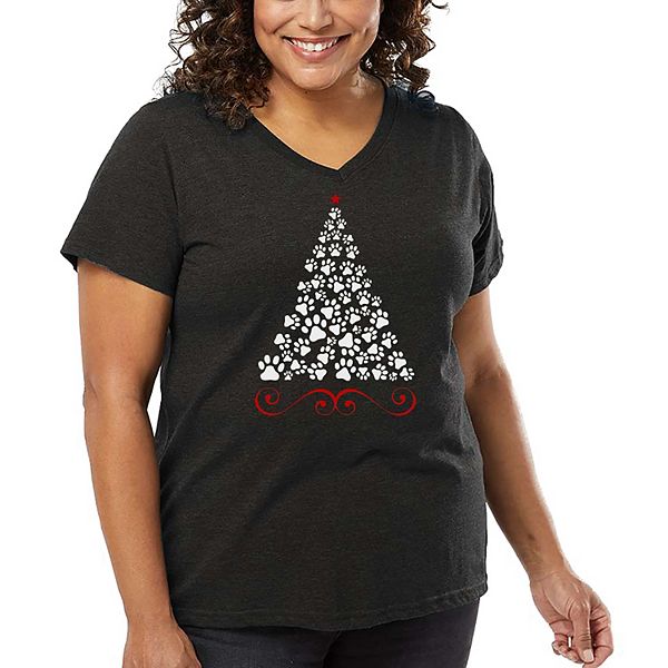 

Футболка с принтом Paw Christmas Tree - женская plus size La Pop Art, Grey, Серый, Футболка с принтом Paw Christmas Tree - женская plus size La Pop Art, Grey