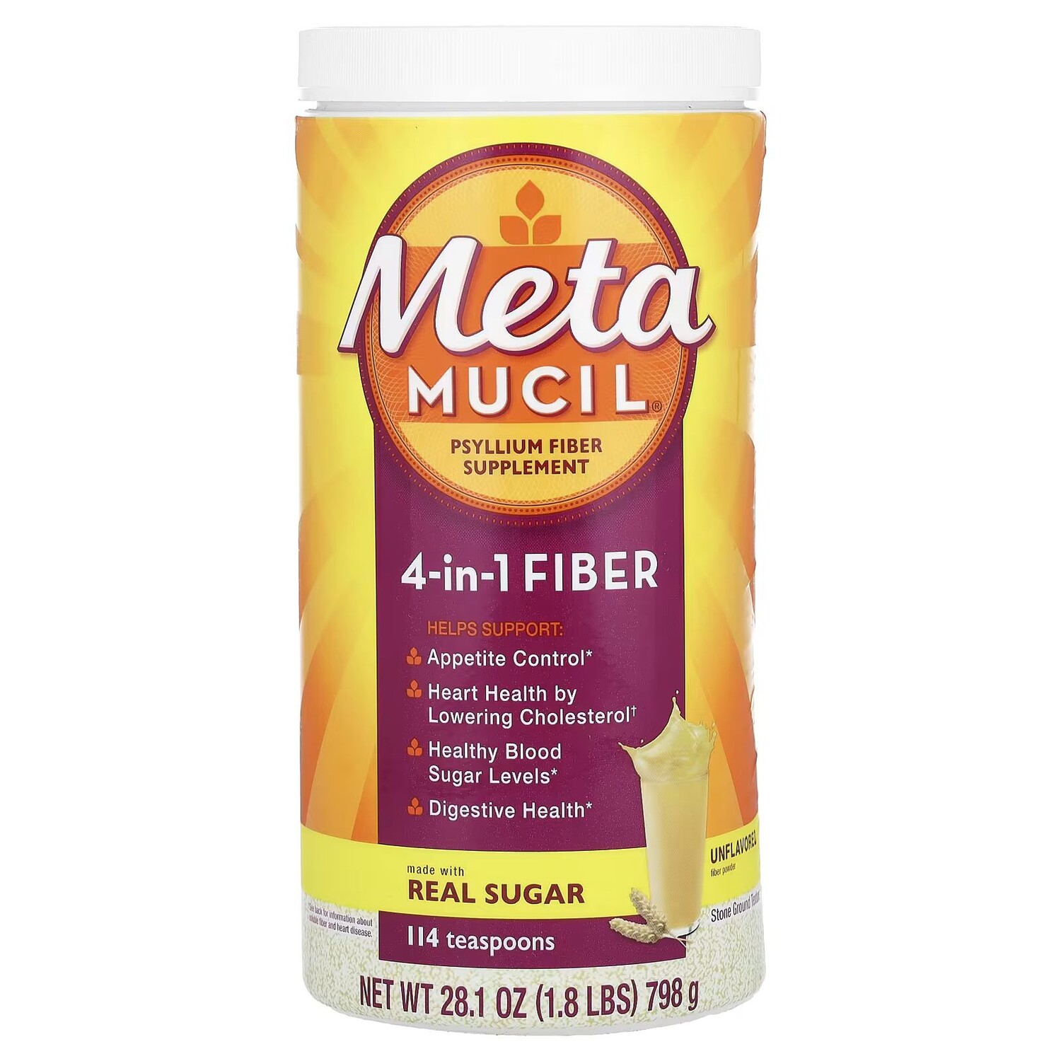 

Клетчатка 4-в-1, без вкуса, 28,1 унции (798 г) Metamucil