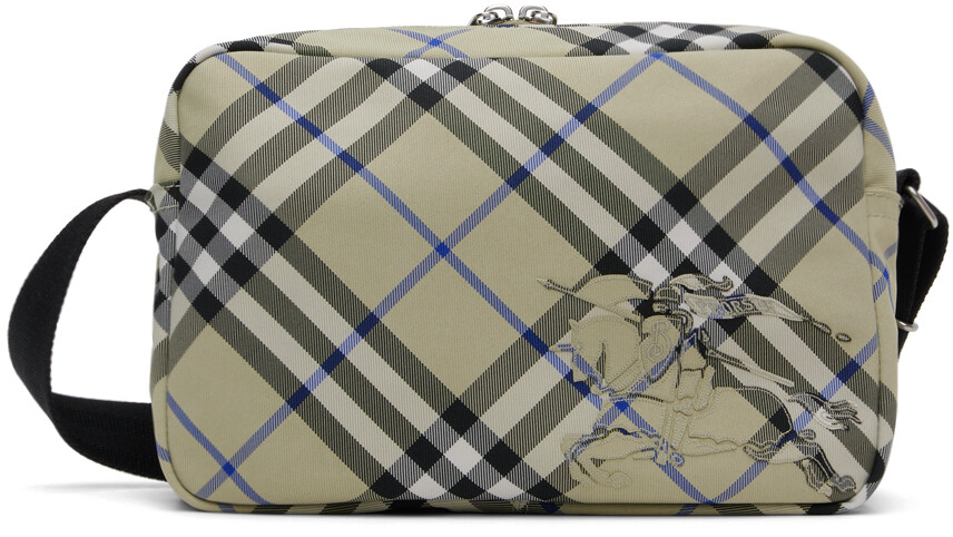 

Бежевая клетчатая сумка через плечо Burberry, Lichen