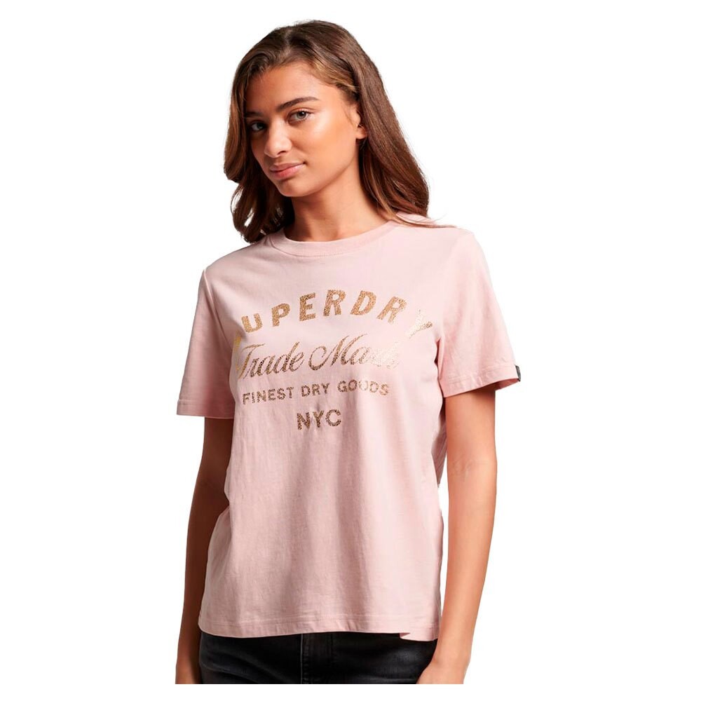 

Футболка Superdry Luxe Metallic Logo, розовый