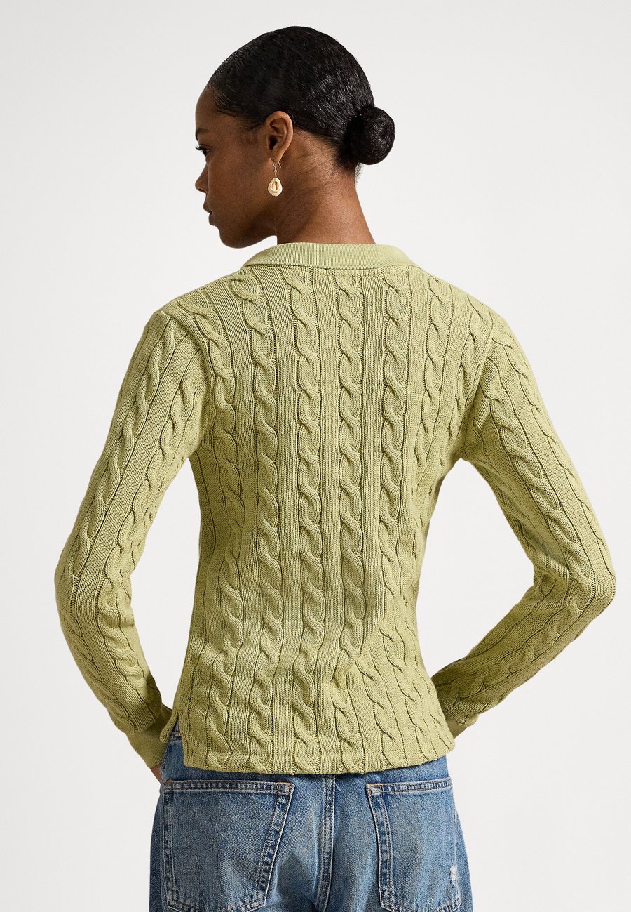 Джемпер Polo Ralph Lauren CABLE-KNIT COTTON LONG-SLEEVE POLO SHIRT, Light Olive/Olive — фото 3
