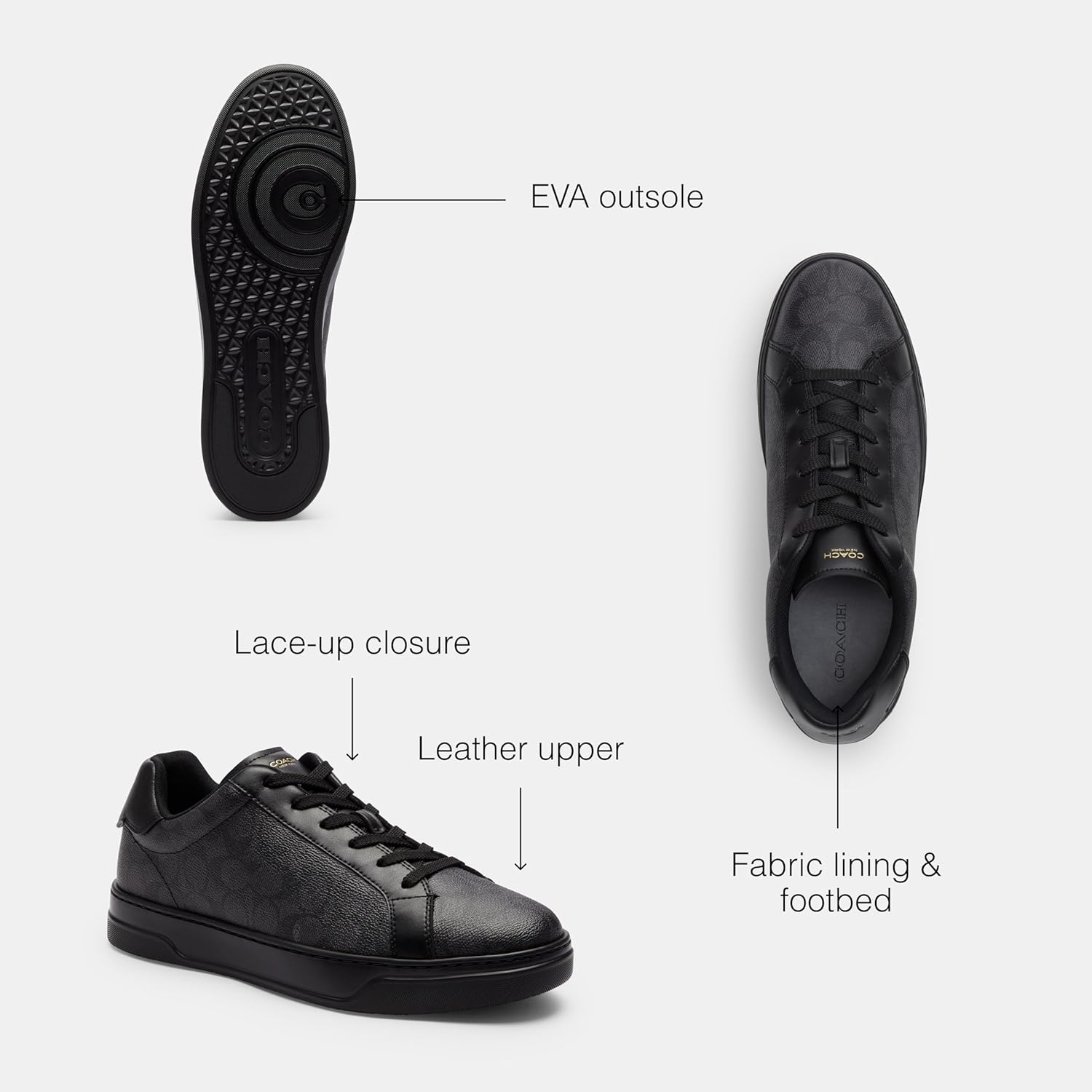Мужские кроссовки Coach High Line High Top из фирменного канваса, черный/угольный — фото 3