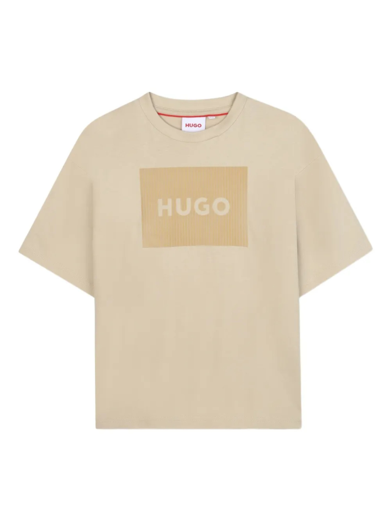 

HUGO KIDS футболка в рубчик с нашивкой-логотипом, нейтральный