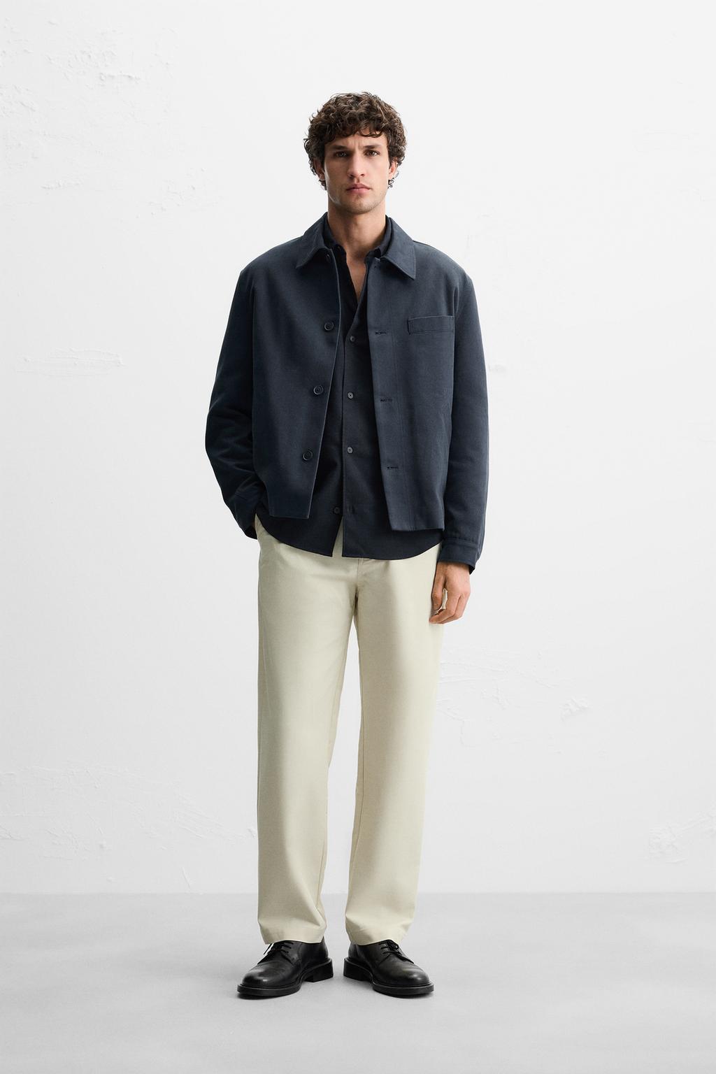 

Брюки-чинос из смеси вискозы ZARA, устрично-белый