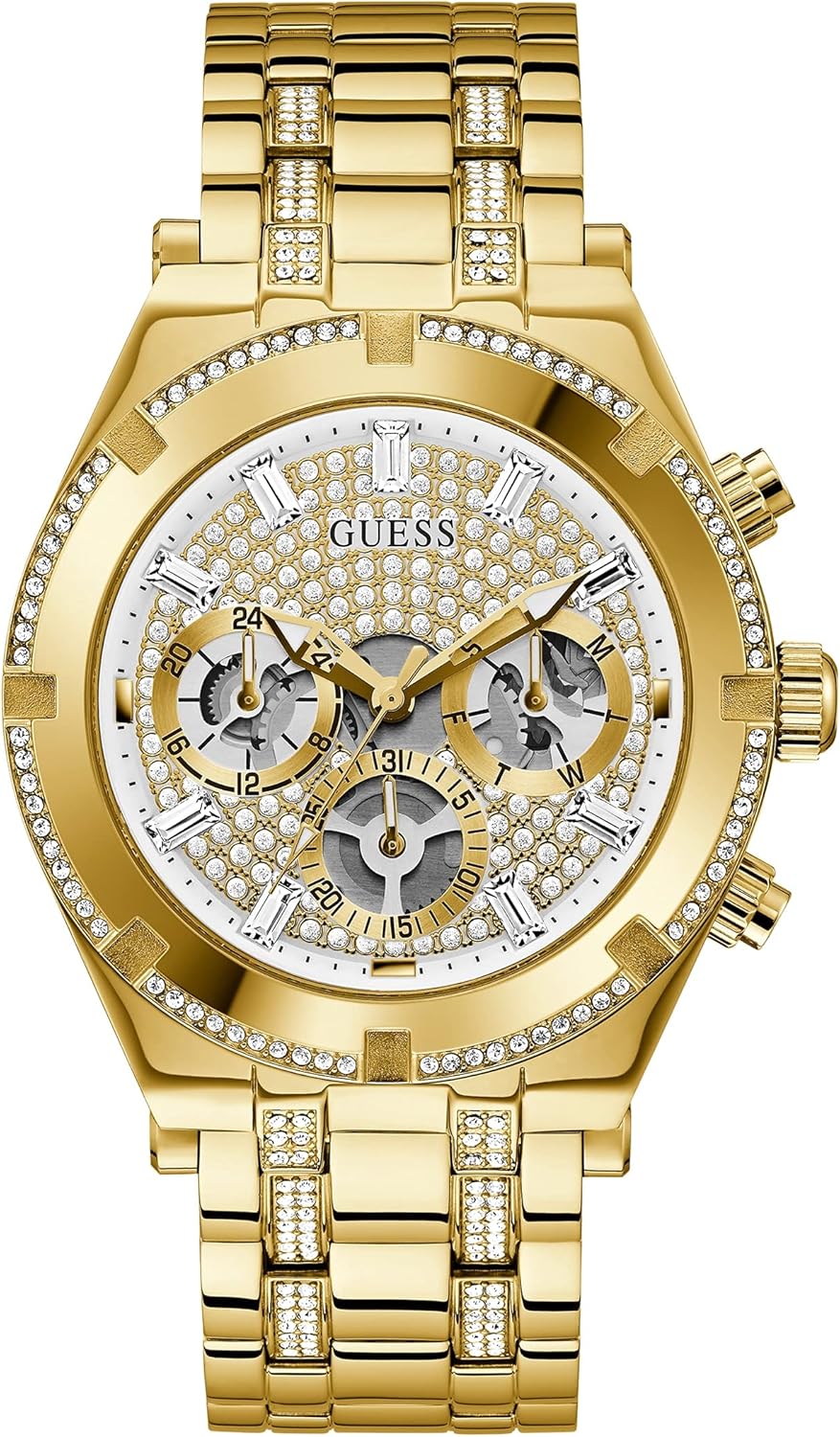 

GUESS мужские спортивные многофункциональные часы 44 мм, Gold Tone/Gold Tone/White