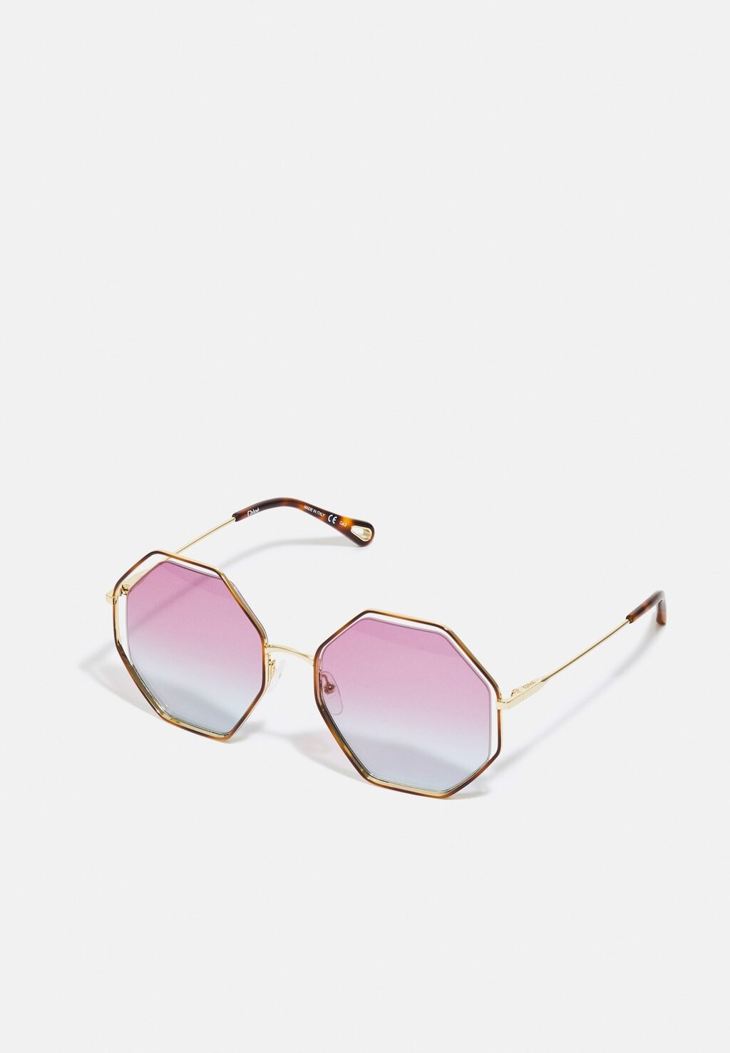 

Солнцезащитные очки Poppy Hexagonal Metal Sunglasses CHLOÉ, цвет havana/gold-coloured/violet