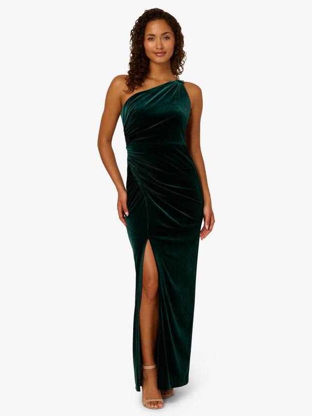 

Велюровое платье макси на одно плечо Adrianna Papell, Emerald