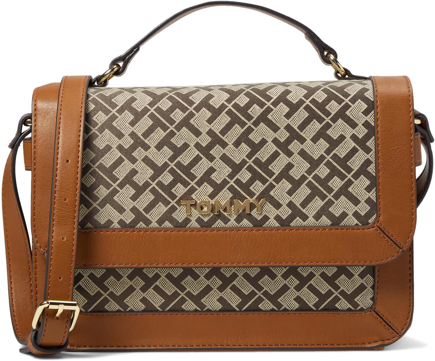 

Сумка через плечо Tommy Hilfiger Lucia Geo Poly Jacquard с верхней ручкой, Tan/Dark/Chocolate