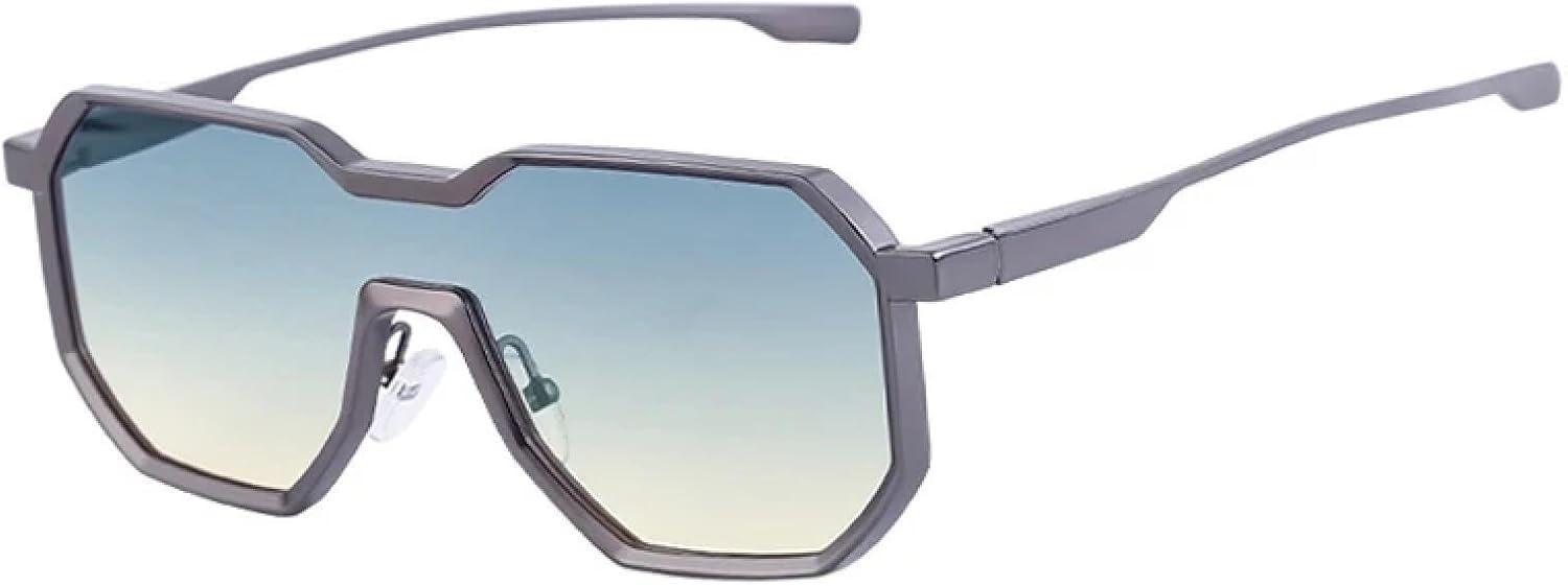 

Женские солнцезащитные очки, цельные, с прозрачными линзами и зеркальной защитой, защита от УФ-излучения UV400. Мужские солнцезащитные очки в стиле панк с металлическим блеском DSVIGF, Gun Green Yellow