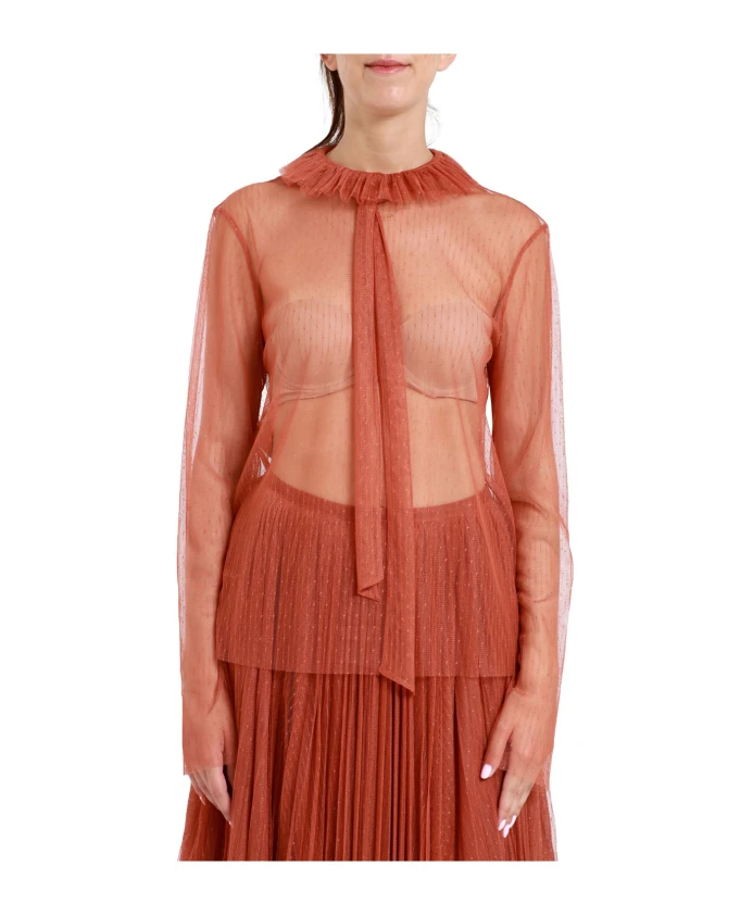 

Блузка из тюля Point d'esprit Philosophy Di Lorenzo Serafini, коричневый