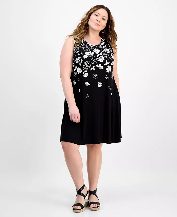 

Платье без рукавов с принтом Plus Size на бретелях Style & Co, белый