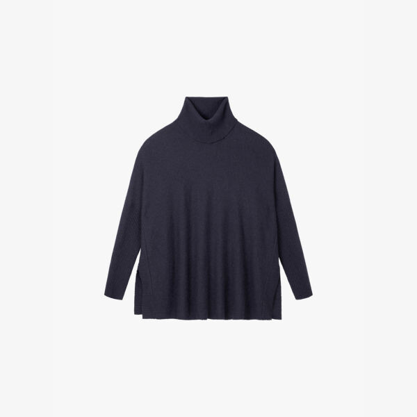 

Джемпер свободного кроя с воротником-стойкой The White Company, синий