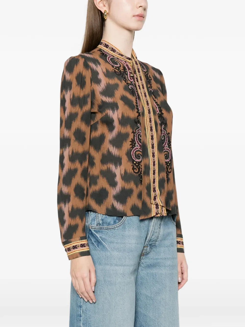 Блузка с животным узором Etro, нейтральный — фото 3