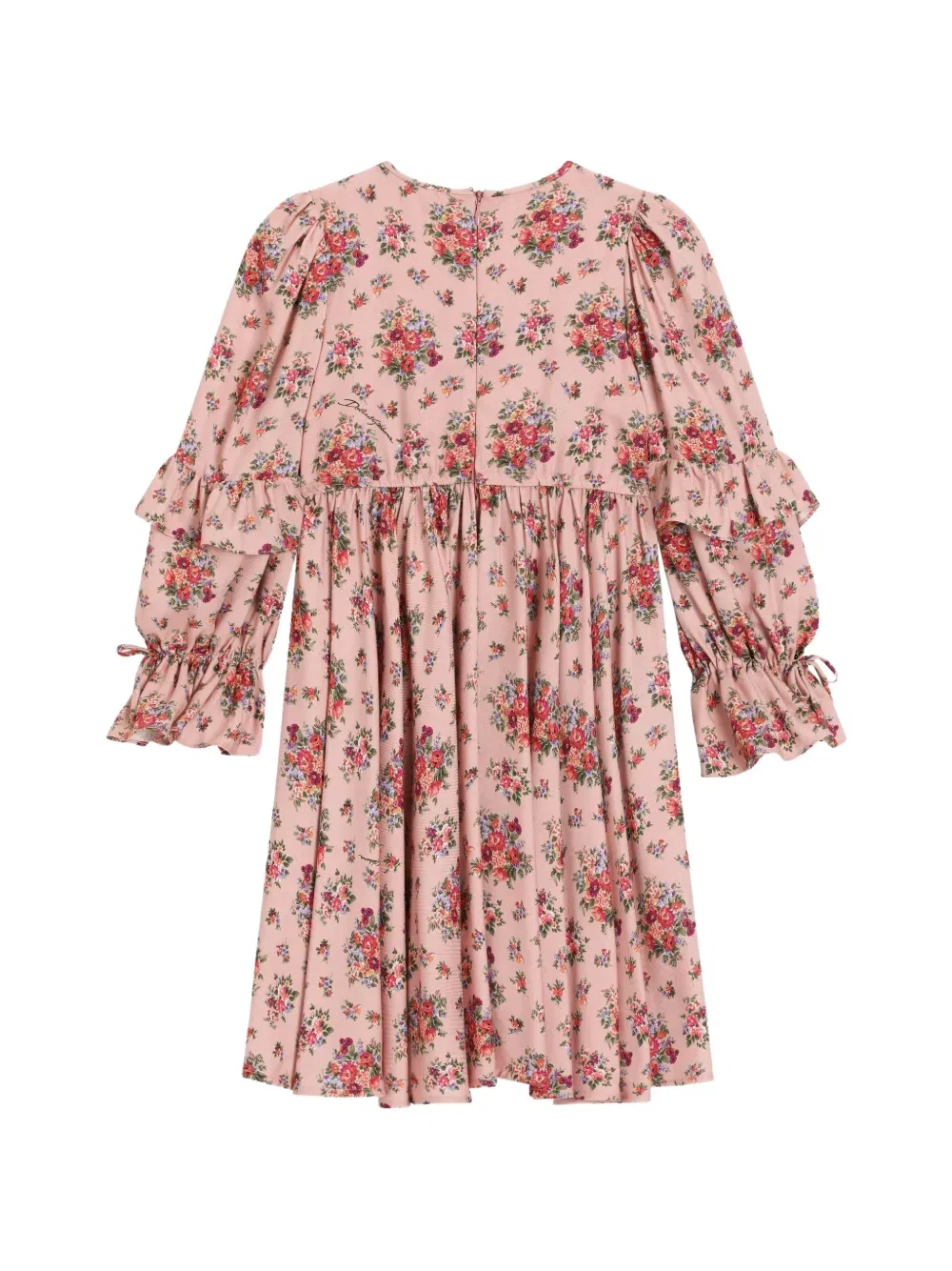 Платье с оборками и цветочным узором Dolce & Gabbana Kids, розовый — фото 2