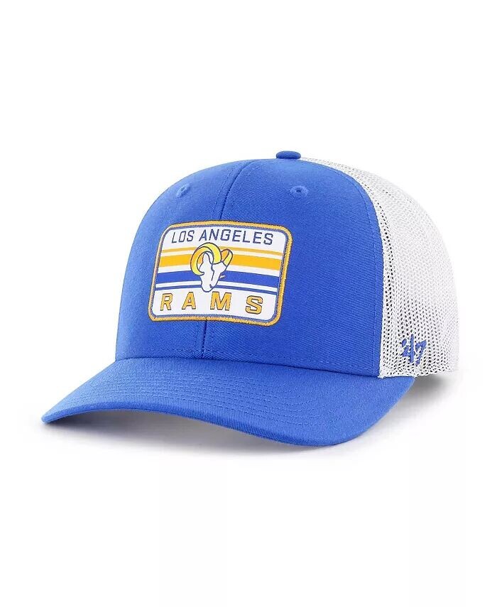 

Мужская регулируемая кепка дальнобойщика Los Angeles Rams Drifter Royal, белая '47 Brand, синий