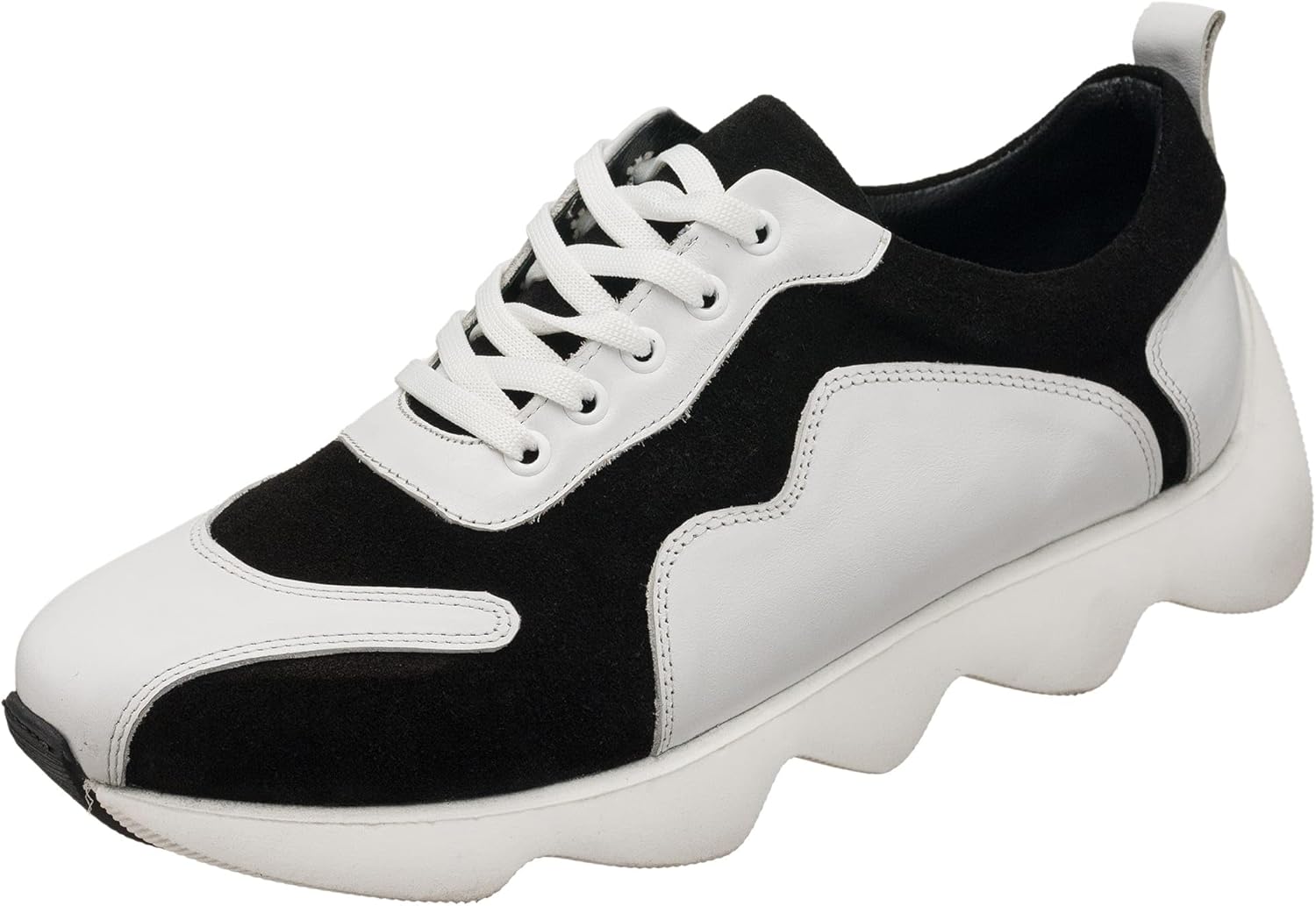 

Мужские легкие кроссовки DALGALA King Size черно-белые из натуральной кожи ручной работы