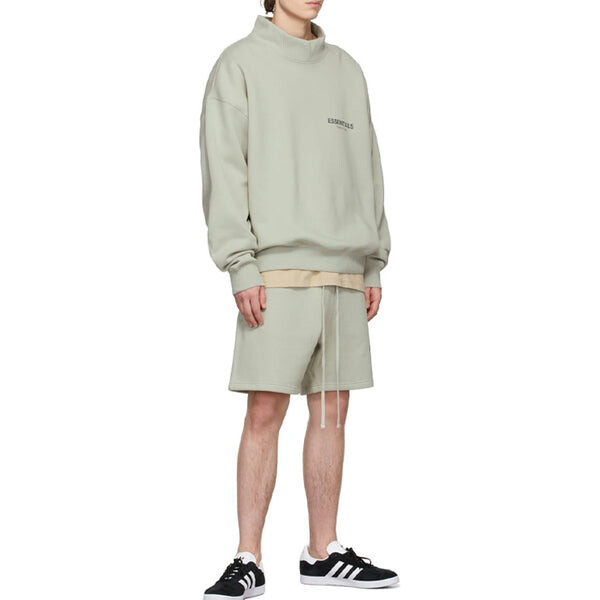 Толстовка Fear of God Essentials FW21 Mock Neck Sweatshirt Green Concrete, зеленый — фото 4