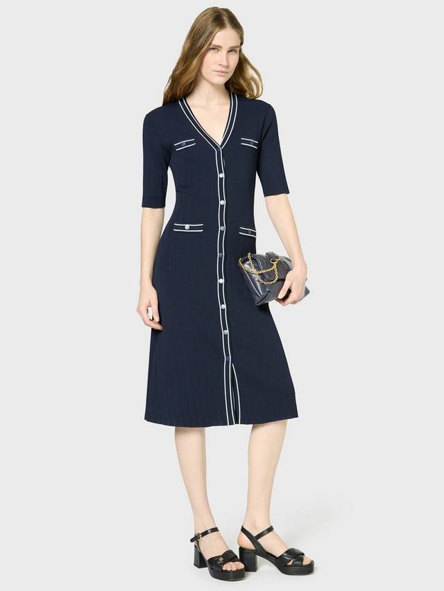 

Трикотажное платье контрастного цвета из лаваша Gerard Darel, темно-синий