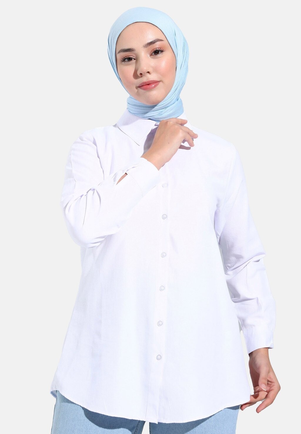 

Рубашка Refka Is A Nice Way To Add A Fashionable Sense To Every Outfit Wear Yours With Low-Key Accessories To Create An Updated Figure-Flattering Look Modanisa, белая