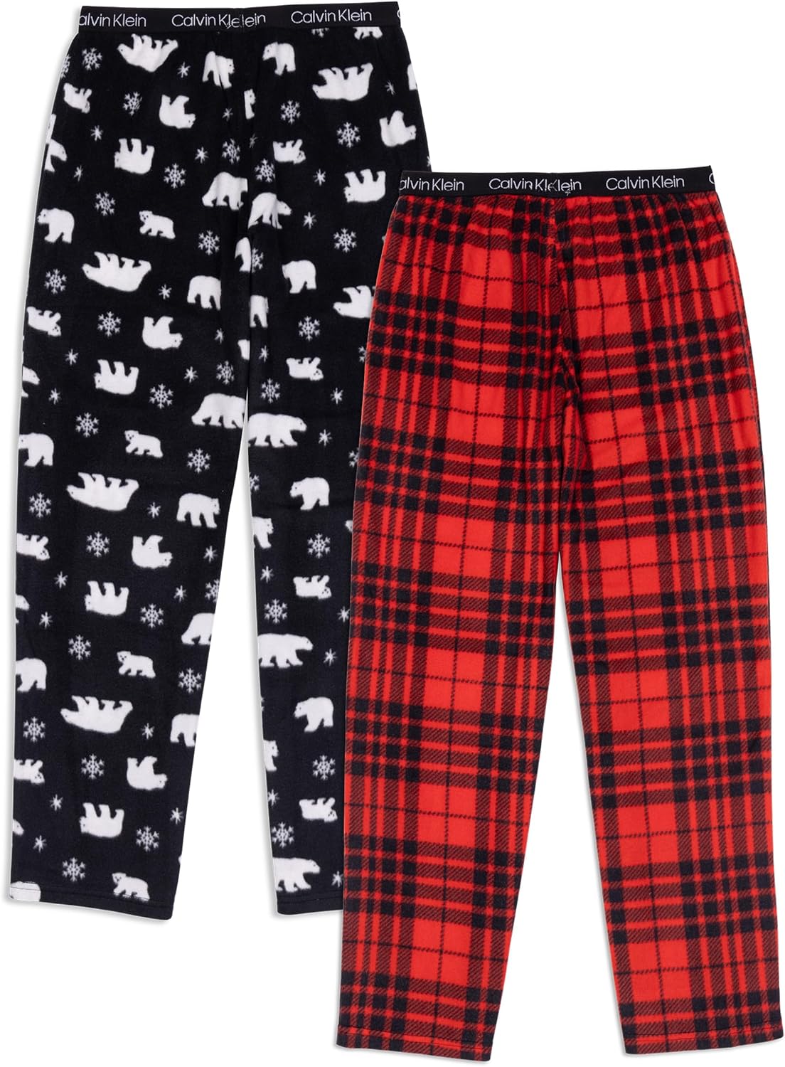 Комплект из 2 пижамных штанов Calvin Klein boys Super Soft Brushed Micro, Red Weekend Plaid/Black Polar Bear — фото 2