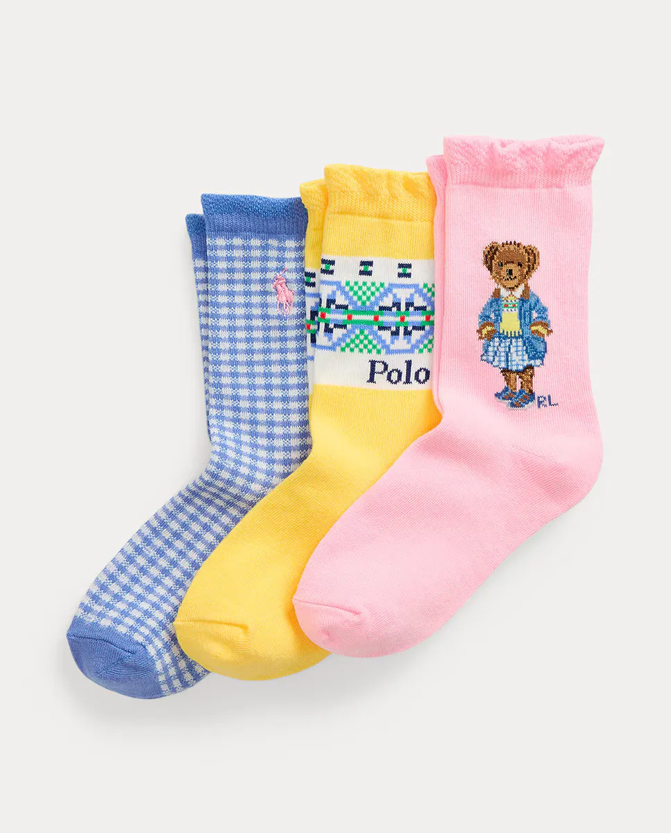 

Набор из 3 длинных девичьих носков с Polo Bear Polo Ralph Lauren, многоцветный