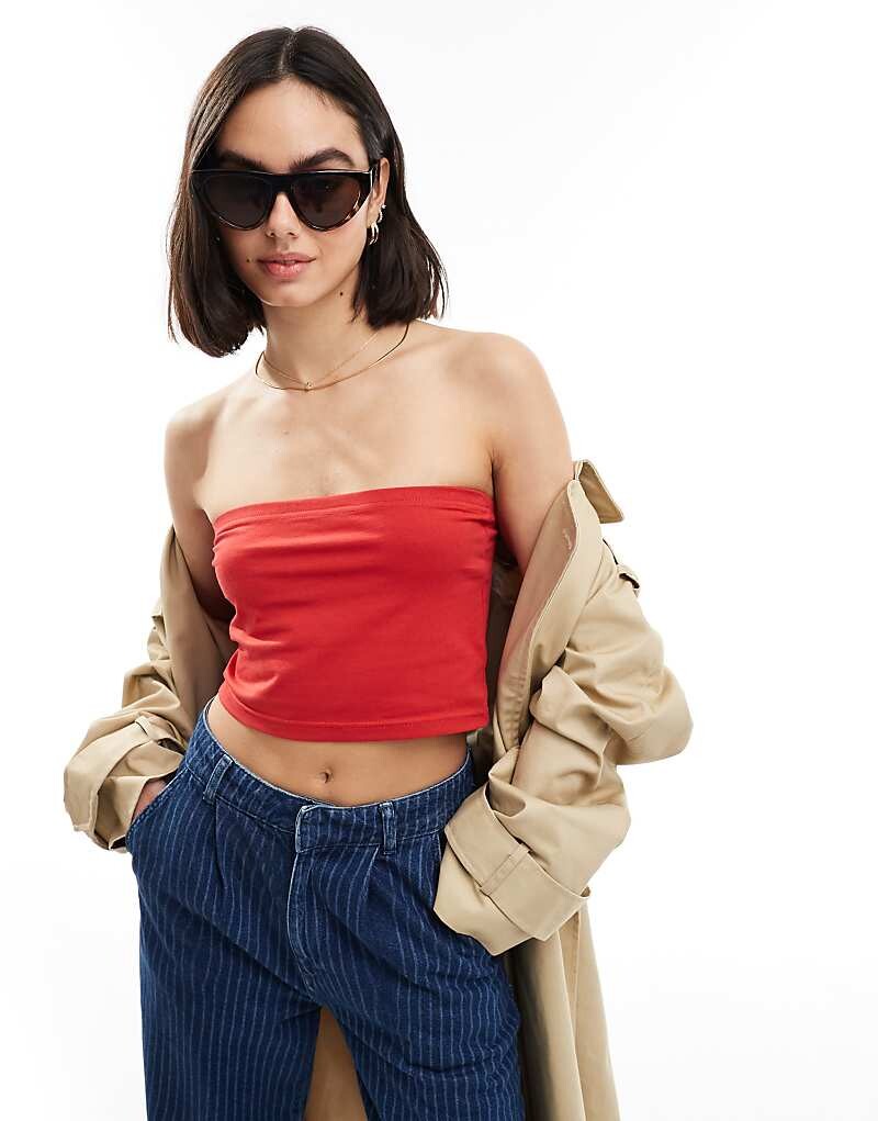 

Красный топ без бретелек Threadbare