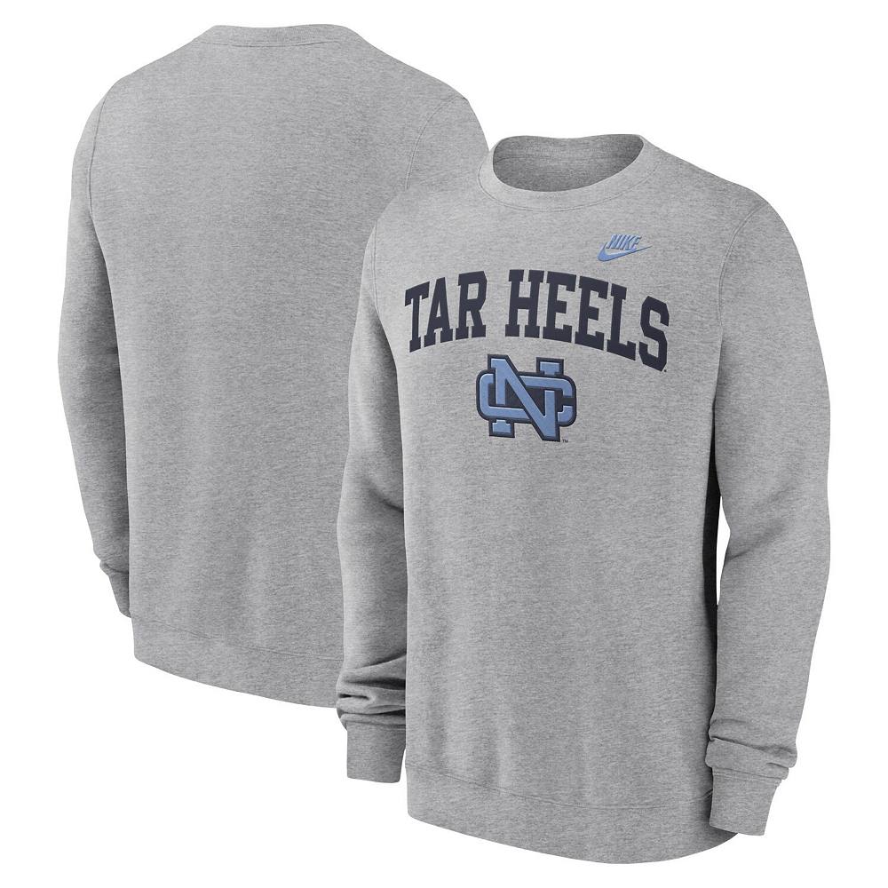 

Мужской пуловер из саржи Nike Heather Grey North Carolina Tar Heels Legacy Classic Tackle с вышитой аркой и логотипом, цвет Unc Grey